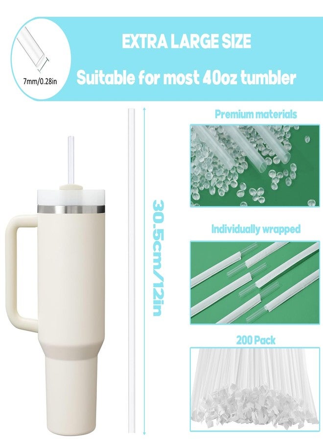 Haundry 200PCS Clear Disposable Straws for 40 OZ Tumbler, 12in Extra Long Straws Disposable for Stanley Cup 30 Oz 40 Oz Tumbler, Straw Individually Wrapped (Transparent) - Image 2